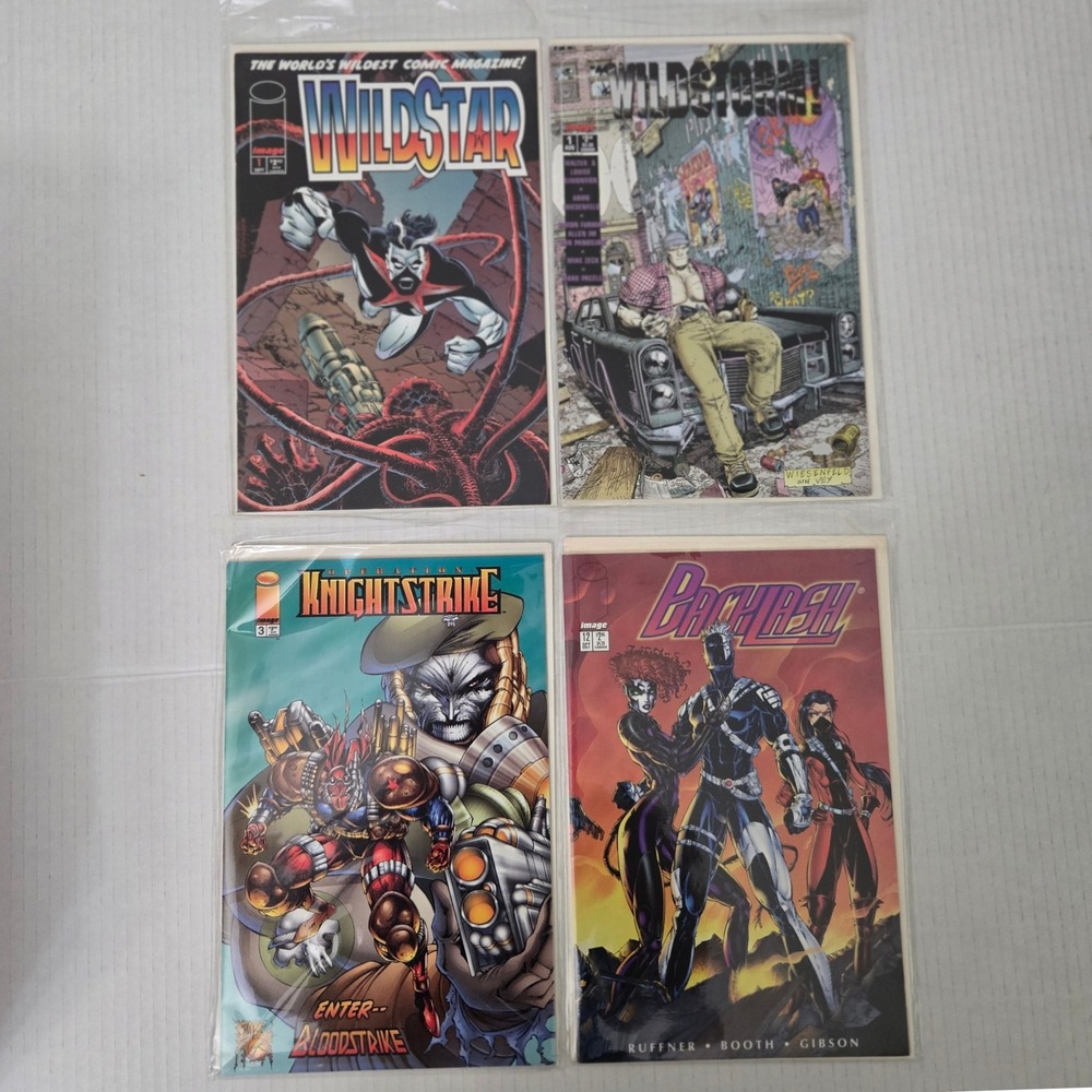 Vintage 90s Image Comics Lot 4 WildStar 1 Wildstorm 1 Backlash 12 Knightstrike 3